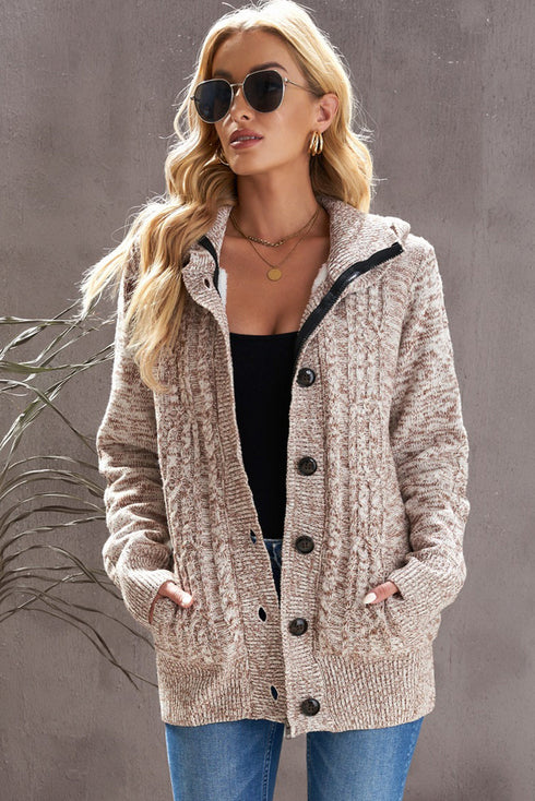 Long Sleeve Button-Up Hooded Cardigans